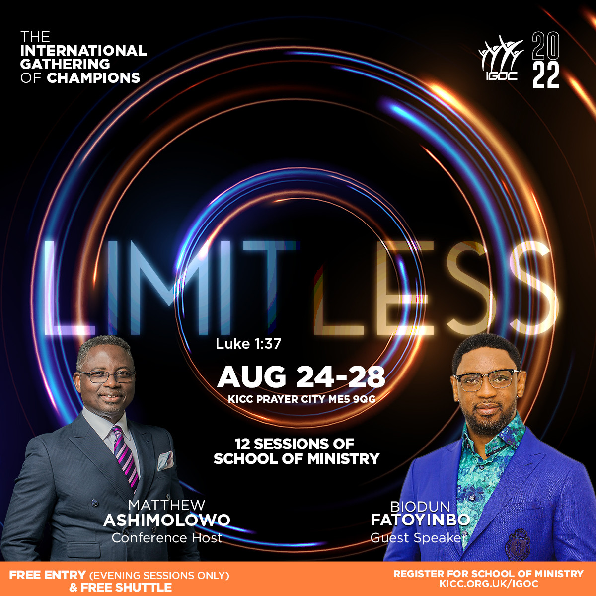 MatAshimolowo's tweet photo. Join Bishop Pastor Biodun Fatoyinbo at IGOC 2022 "Limitless".

Come and be blessed by his words and revived your spirit. Come and have a good time in the presence of the Lord.

Visit https://t.co/bLnu1U3qHS

#igoc #igoc2022 #ministry #kiccengland #coza #fatoyinbo https://t.co/KZTz0rBRPC