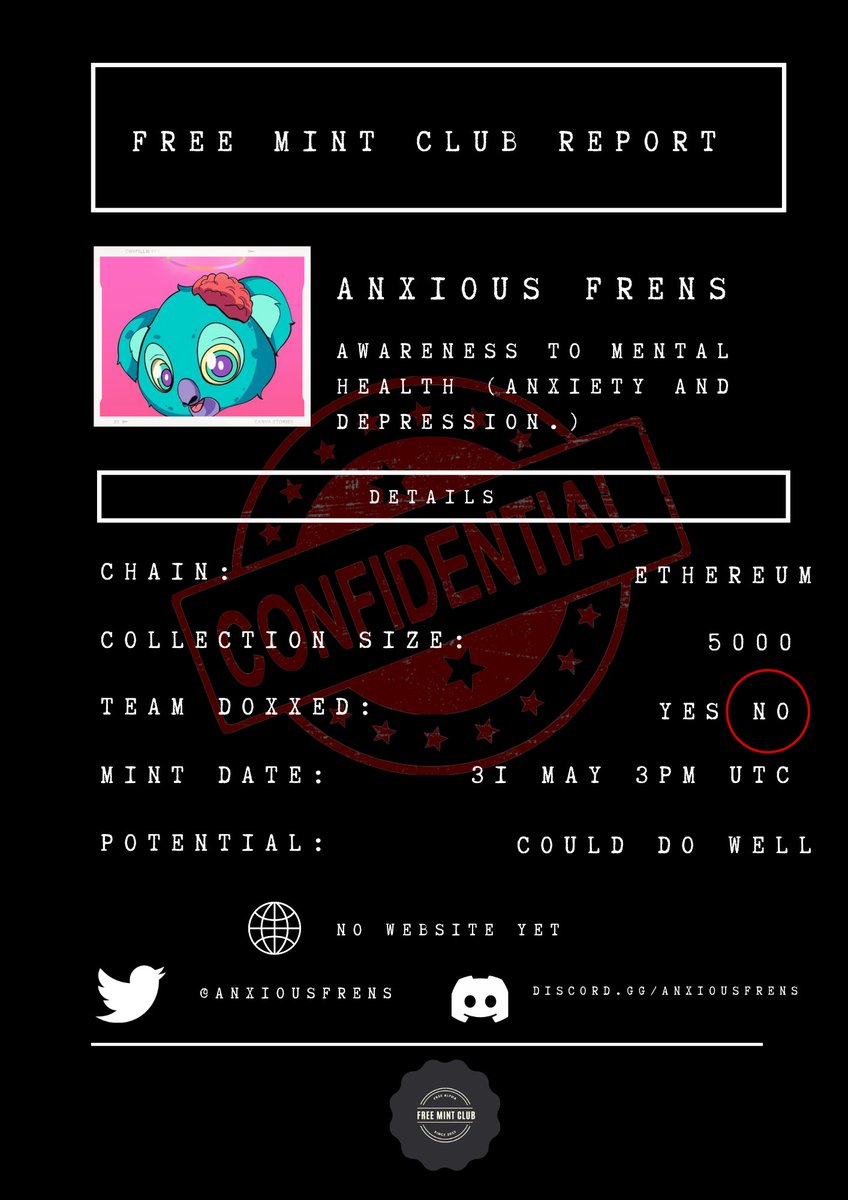 FreeMintclb's tweet photo. ⚠️⚠️⚠️FREE MINT ALERT ⚠️⚠️⚠️
🕵️‍♀️The detectives reports again🕵️‍♀️
Target : @AnxiousFrens 
This mint could do well but the minting process is a bit special, to be monitored. No address collection just minting code. https://t.co/ERCe0VT6Vx