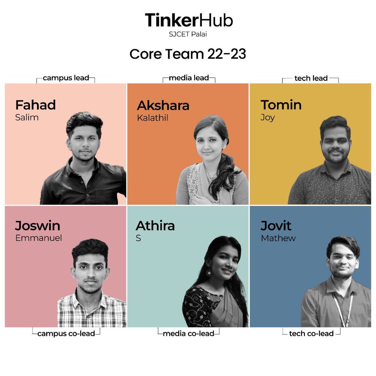 tinkerhubsjcet's tweet image. Tadaaa !! 🥳🥳🥳

It&apos;s time to introduce new peeps into the game.👬👫

Make room as TinkerHub SJCET presents to you our new  Core Team 2022-2023.

Oh Yeah !! The family just got bigger. Well, we can&apos;t wait to interact with you all. 🍻

So stay tuned for we are here. 🤩