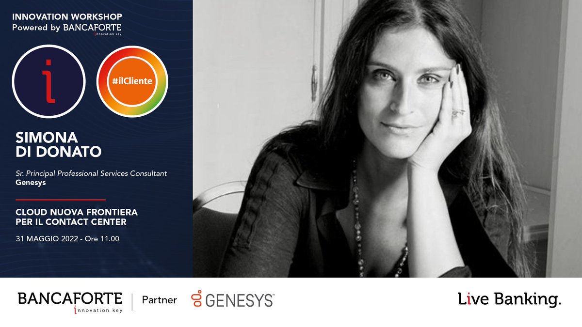 BancaforteABI's tweet photo. Ti aspettiamo domani, #31maggio, ore 11 - #direttastreaming gratuita https://t.co/xetccAijxp - all'Innovation Workshop #Bancaforte organizzato in collaborazione con #Genesys. Parleremo di #cloud e #contactcenter con #Brizzi #Sella, #DiDonato #Gensys e #Zannini #BPERBanca. https://t.co/1SBGfk5Gtv
