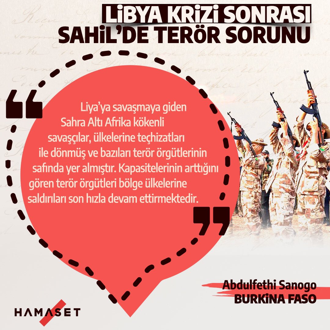 hamasetcomtr's tweet photo. “LİBYA KRİZİ SONRASI SAHİL’DE TERÖR SORUNU”

🇧🇫 Abdoul Fathi Sanogo (@albayanounii) yazdı.

🖊 https://t.co/AyxtZn8nky https://t.co/6mz7JOw07m