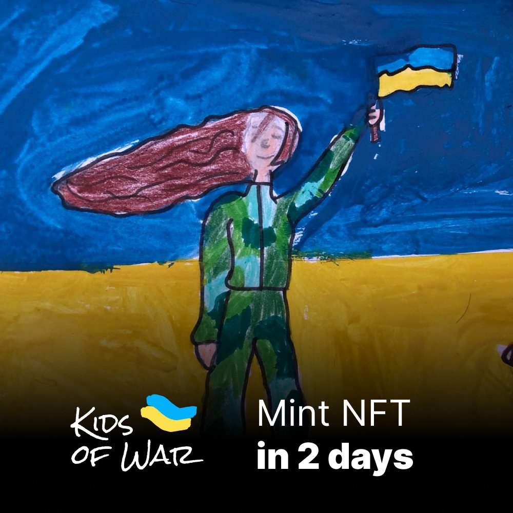 #125 of 200 Lasha Tumbai Artist: Kira Trifimenko Sex: Girl Age: 8 Location: Ukraine Material: Watercolor Mint - June, 1 (5:00 PM EST) kidsofwar.art #NFTs #StandWithUkraine #NoWarInUkraine #NoWar #monalisa