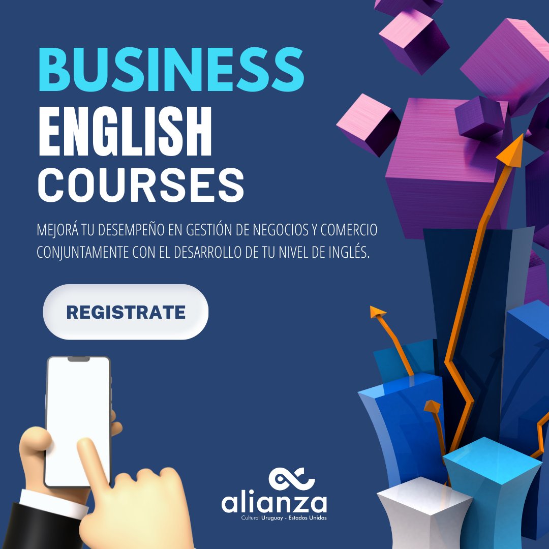 #businessenglish ¡Hacé del inglés tu mejor herramienta de negocios!

💰No pagás matrícula ni prueba final
🗂 Materiales del curso incluidos
👨‍🎓📱Presencial o virtual

👉 informacion@alianza.edu.uy

Let's do business!