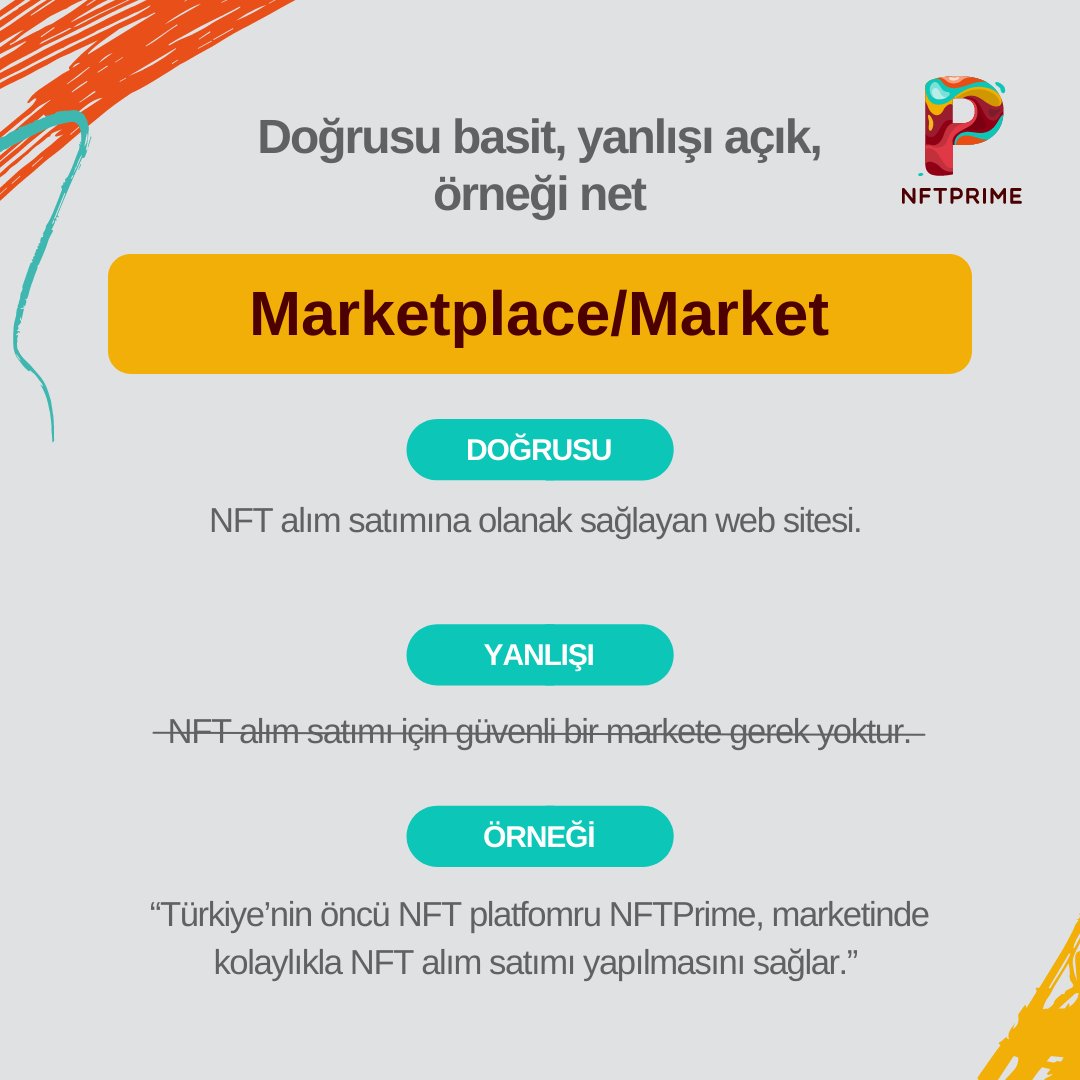 nftprimecom's tweet image. ✅ Doğrusu basit 
❎ Yanlışı açık
✳️ Örneği net: #Marketplace nedir?

#NFTPrime #market #marketplace #nftcommunity #NFTs