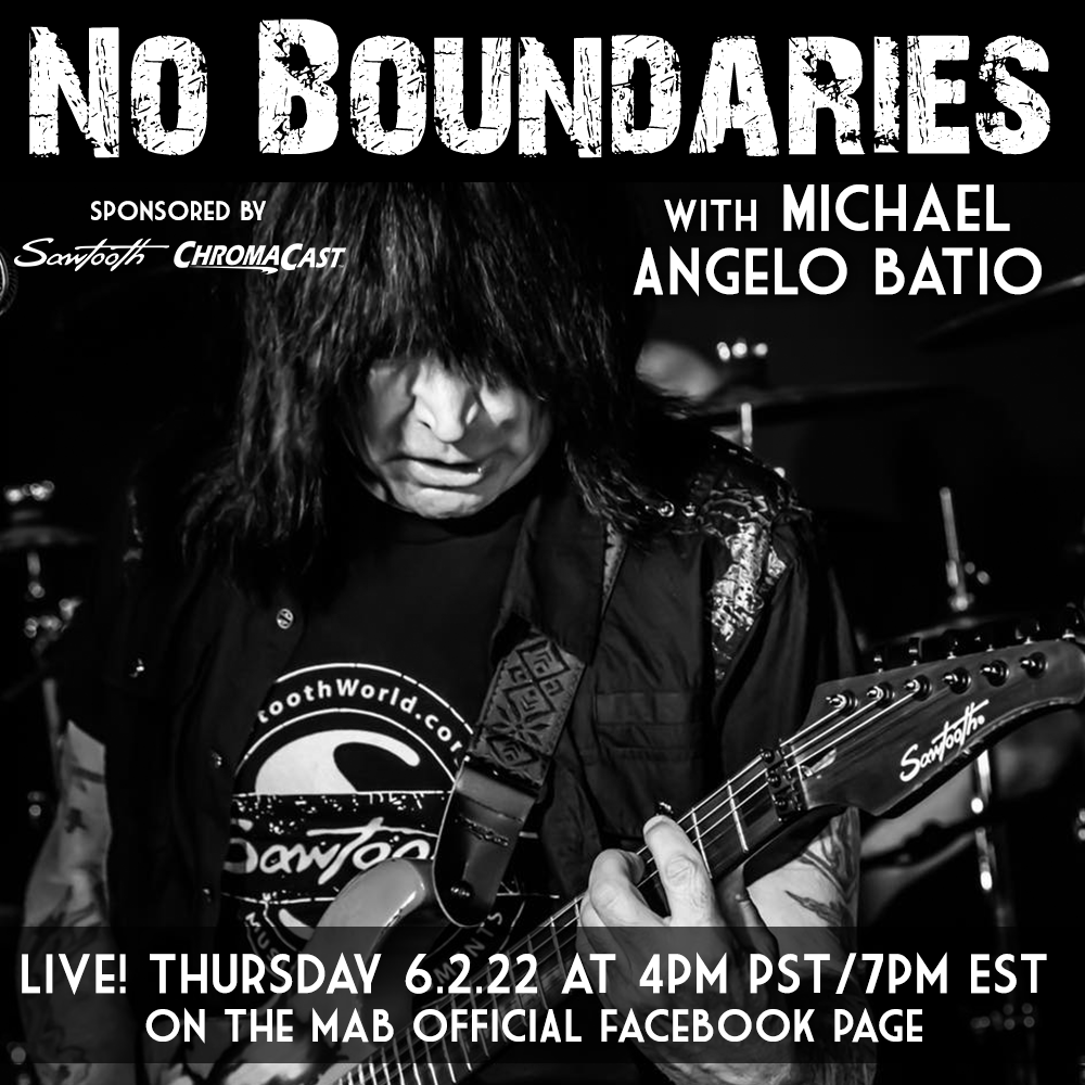 GoDpsMusic's tweet photo. Don't miss the live-streaming show "No Boundaries" with #MichaelAngeloBatio this Thursday 4pm pst/7pm est on the Official #MAB Facebook page.  MAB's Page: https://t.co/SnzCrddgFv 
#GoDpsMusic #Guitar #Guitars #GuitarPlayer #MAB #Sawtooth #SawtoothGuitars #ChromaCast https://t.co/8thlBDoaYZ