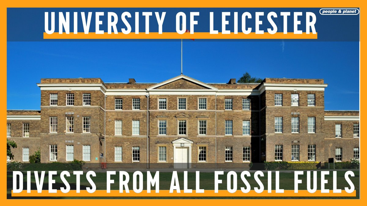 🎉The University of Leicester becomes the 94th UK university to divest from fossil fuels!!!🎉  

Sign the petition to demand <a href="/uniofleicester/">University of Leicester</a> support Fossil Free Careers next 👉 bit.ly/3NGfYMa 

Keep us winning 👉 peopleandplanet.org/donate
