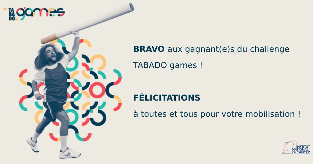 Institut_cancer's tweet photo. 👏Bravo aux élèves et aux enseignants de la #MFR de Puyloubier dans les Bouches-du-Rhône qui remportent le championnat national des #TABADOgames et une dotation de 10 000 € ! Et bravo aux 16 vainqueurs régionaux ! Liste des établissements gagnants : https://t.co/U3e1zn21MI https://t.co/lnSIHAvLJY