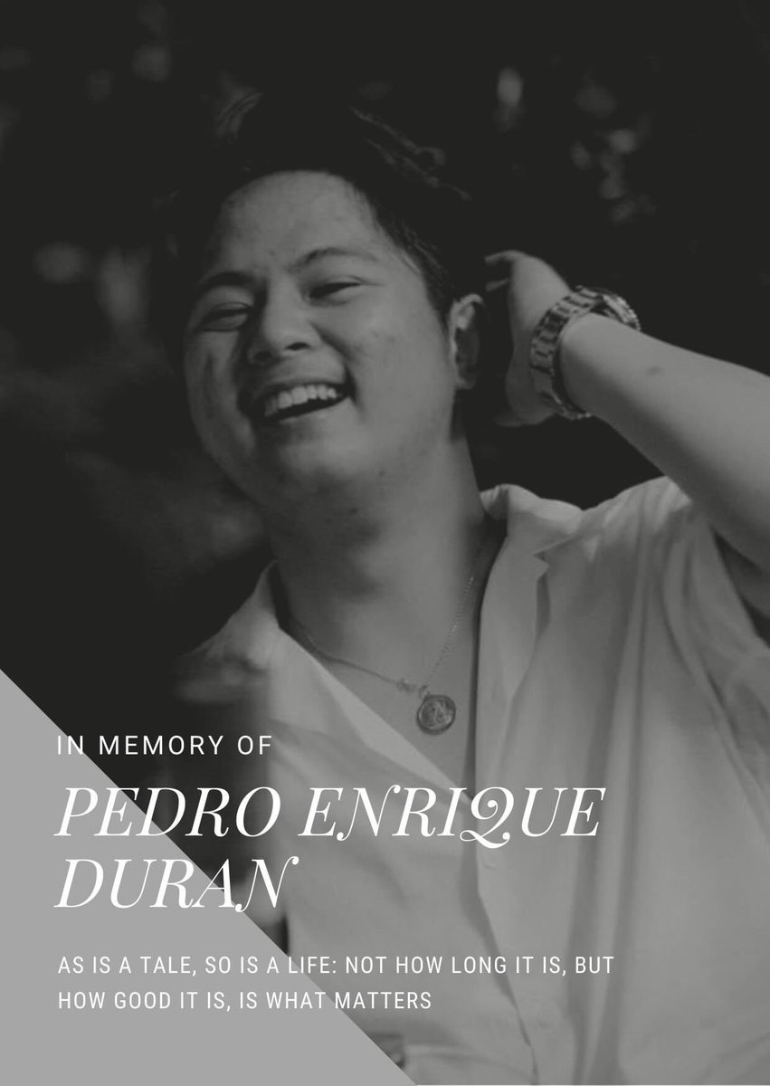 ADDU_YES's tweet photo. It’s a sad day for the Entrepreneurship and Ateneo de Davao University community. Last night, we lost one of our beloved student, Pedro Enrique Duran. We send our deepest condolences to his family and his loved ones.🕊🤍 https://t.co/eavz8x5xa2