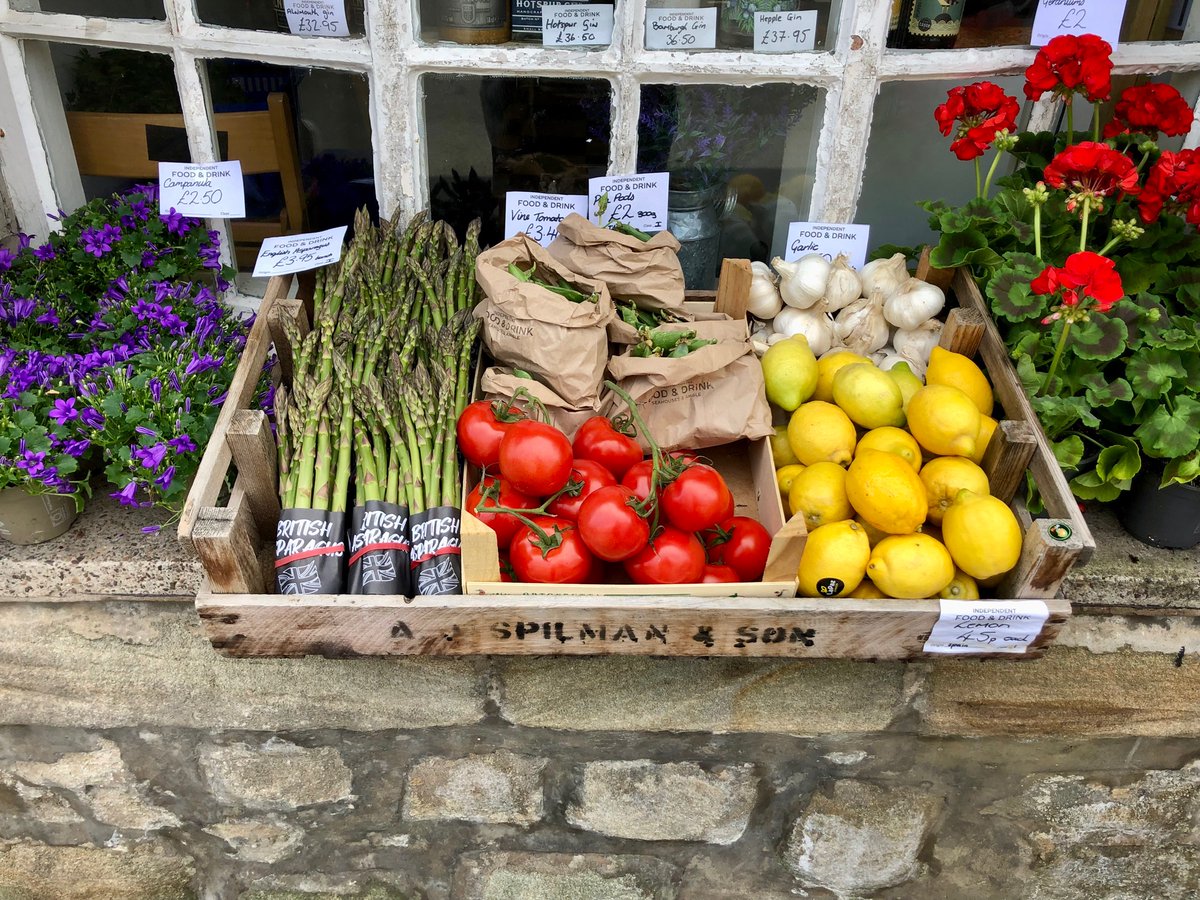 Love this time of year! Asparagus, peas, the heady fragrance of tomatoes filling the air. Even some sunshine in #Amble today! #northumberland #shoplocal