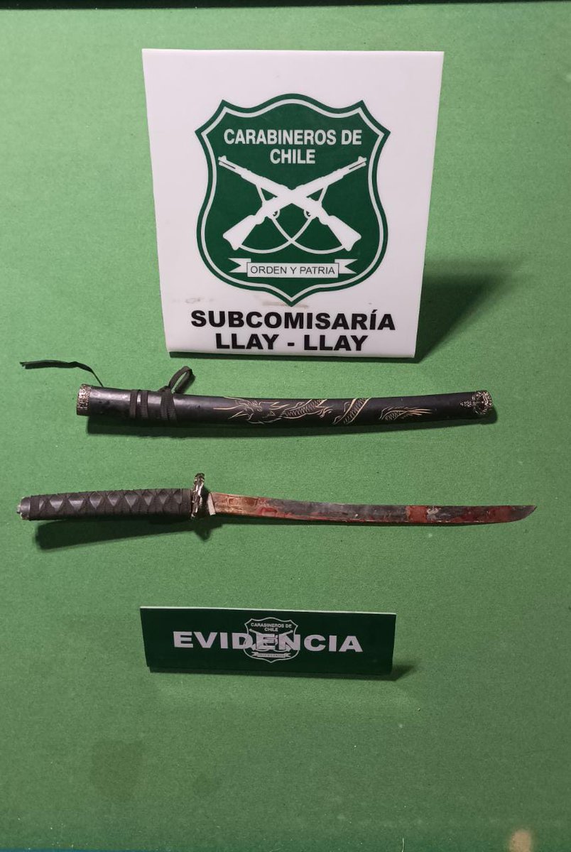 aconcaguaradio's tweet photo. Hombre trata de matar a su esposa con una Katana en Llay Llay. La mujer resultó con una herida cortante en la frente y múltiples contusiones. El agresor fue formalizado y quedó en libertad, con la cautelar de no acercarse a la victima https://t.co/jp8kBaQlzl