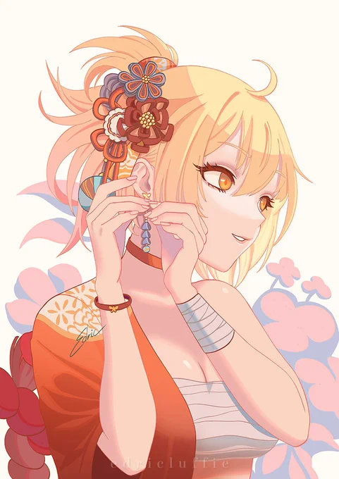 Yoimiya trying out new accessories
#GenshinImpact 