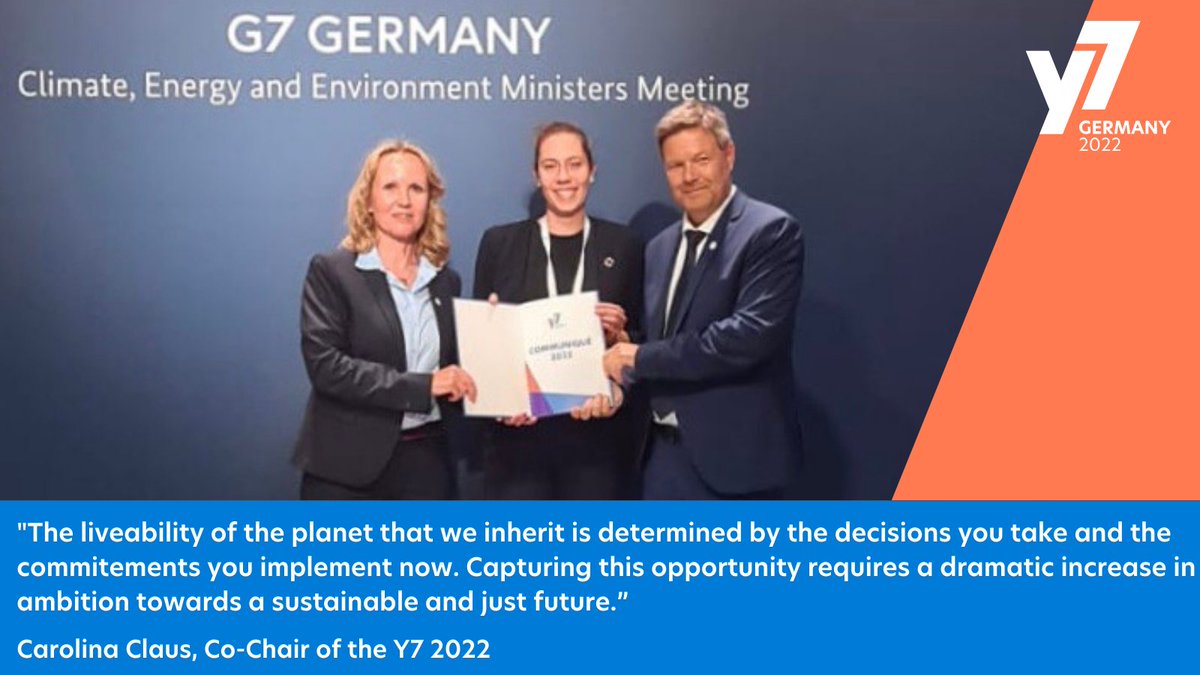 y7summit's tweet photo. Last week, #Y7Summit Co-Chair Carolina Claus presented the Y7 Communiqué with a list of policy recommendations to @SteffiLemke of the @BMUV and Robert Habeck of the @BMWK.
#y7germany #y7summit2022 #berlin #bmfsfj #g7ger
Photo: BMUV/ Sascha Hilgers https://t.co/sKERfGlla3