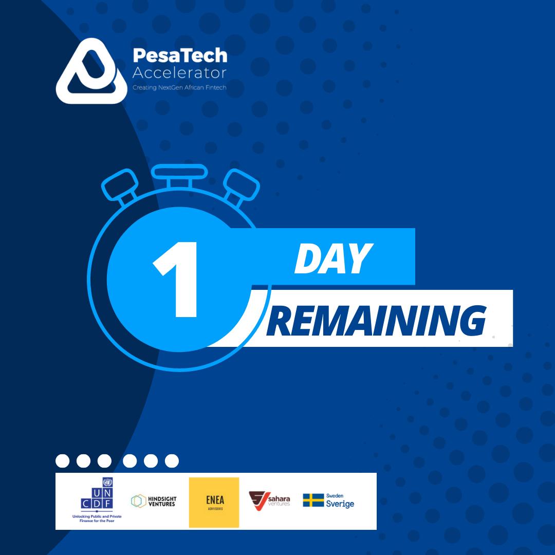 PesaTechAfrica's tweet photo. 1 day remaining for the call of applications๐ฅ
If you are a Post MVP startup and Post Revenue startup in the fintech space then you still have the chance
Visit https://t.co/CbIsYJwgRC and register
@UNCDFdigital @VenturesSahara @eneaadvisors
#PesaTechAfrica #fintechtz https://t.co/UvOOa8NPP0