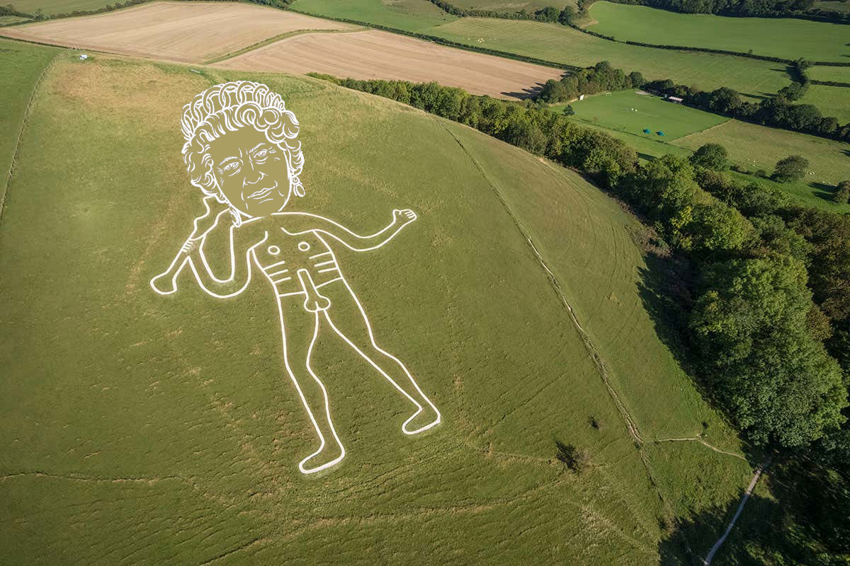 Margeysmeat's tweet photo. Our spellbinding homage to Her Majesty The #Queen! 👑
We've carved Queen Elizabeth II onto the Cerne Abbas Giant celebration of the #PlatinumJubilee. https://t.co/BOdbiar7Cx