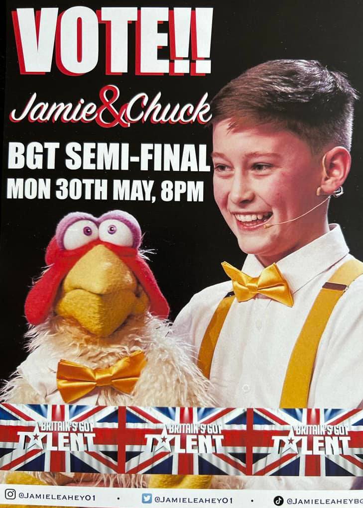 PLEASE HELP! My nephew 13year old <a href="/JamieLeahey01/">Jamie Leahey</a> is on <a href="/BGT/">BGT</a> #Live Semi Final tonight - it will be life changing and he needs YOUR #vote - please share in your networks #StHelens #NorthWest #talent
