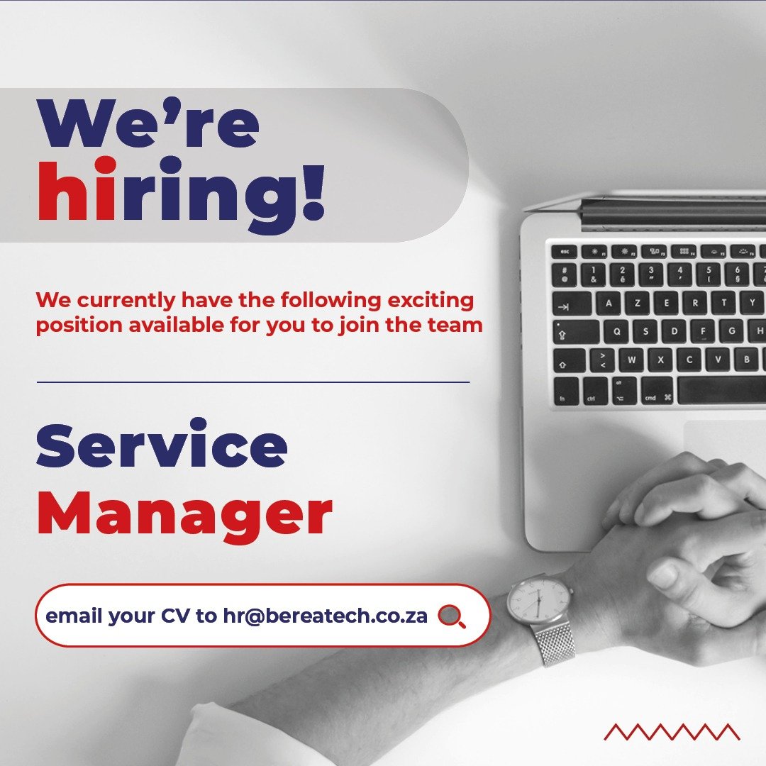 Berea_Tech's tweet image. We are hiring in Durban
1. Payroll Officer
2. Recruitment Officer
3. Service Manager
4. Customer Relationship Manager

Kindly use the position as the subject line &amp;amp; email your full cv to the address below. Successful candidates will be contacted.
Good luck! 

 hr@bereatech.co.za