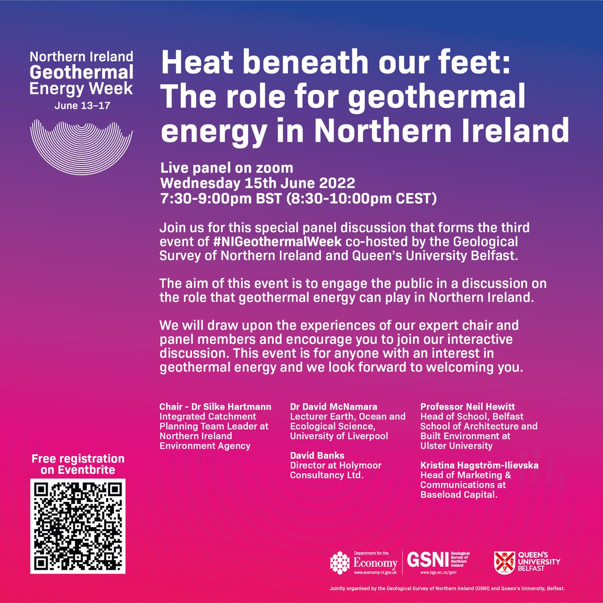 If you’d like to find out more about #geothermalenergy we’re hosting a public panel discussion on the 15th June as part of #nigeothermalweek. Register for free (eventbrite.com/e/heat-beneath…) and join us to learn more about the heat beneath our feet and the role of geothermal energy.