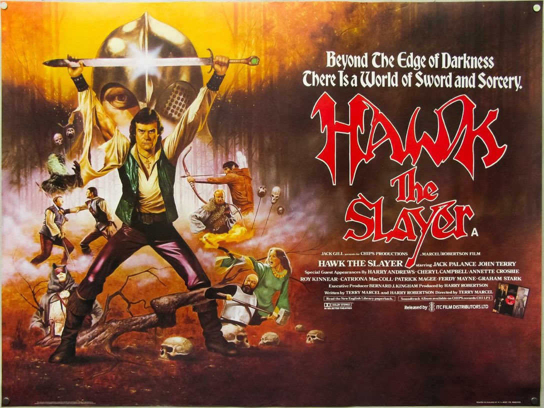 SaveRedlandLibr's tweet photo. 1pm TODAY on @horror_channel 

The 1981 #Fantasy #Adventure film🎥 “Hawk The Slayer” directed by #TerryMarcel and co-written with #HarryRobertson

🌟#JohnTerry #JackPalance #BernardBresslaw #RayCharleson #PeterOFarrell #HarryAndrews #CherylCampbell #AnnetteCrosbie #RoyKinnear https://t.co/ePIyeJKcwT