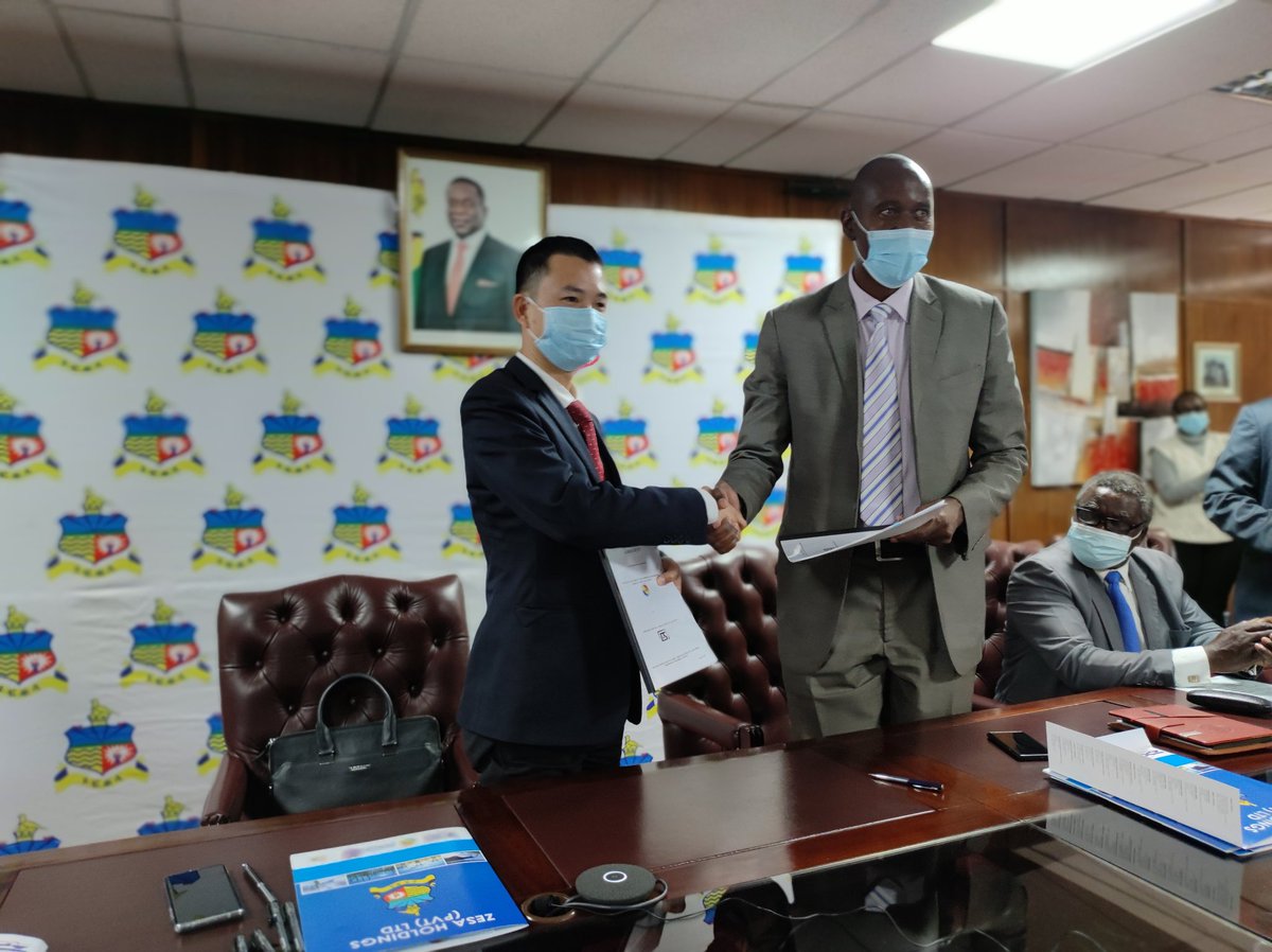Electrifying...
Today we signed Joint Venture Agreement with <a href="/ZetdcOfficial/">ZETDC Official</a> for construction of the 100km power line from Sherwood to the Mvuma steel plant site. Grateful for the cooperation of stakeholders for making this happen!
<a href="/Tanaka_Shumba84/">Tanaka Shumba</a> <a href="/AfrochineZ/">AfrochineZimbabwe</a> <a href="/ChineseZimbabwe/">Chinese Embassy in Zimbabwe</a>