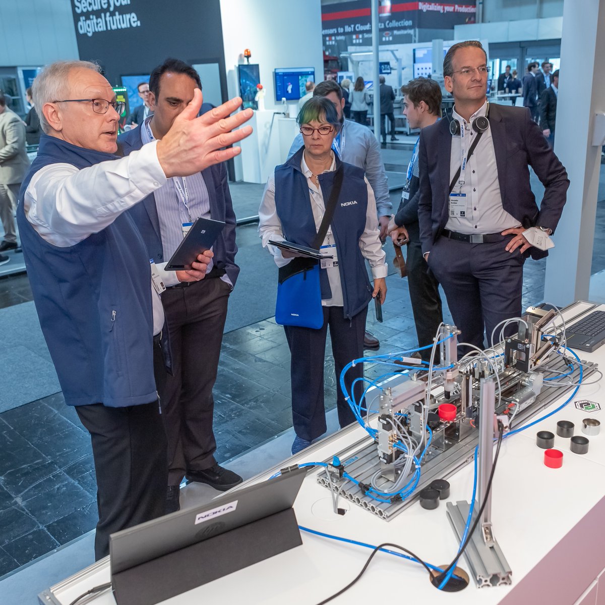 nokiaindustries's tweet photo. Our @Nokia booth at @hannover_messe is busy! Join us at #HM22 in Hall 5 Booth E48 for #Industry40, #manufacturing and #privatewireless demos. https://t.co/n3FPQWIU2B
