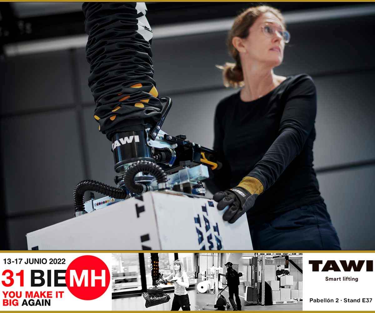 TAWIspain's tweet photo. TAWI participará como expositor en la BIEMH - Bienal Internacional de Máquina - Herramienta 2022 con sus manipuladores y elevadores de cargas para la industria https://t.co/x73wDaa9WK para visitarnos en el Stand E37 del Pabellón 2. #empresa #industria #logistica #BIEMH2022 https://t.co/bwGU5msxPc