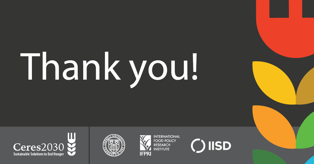 This twitter account is closing!

Ceres2030: Sustainable Solutions to End Hunger was set up to provide donor governments with new tools to help end world hunger, in line with #SDG2.

To stay updated on our partners' work, please follow 
<a href="/CornellGlobal/">Cornell Global Development</a>, <a href="/IISD_AG/">IISD Agriculture</a> &amp; <a href="/IFPRI/">IFPRI</a>.