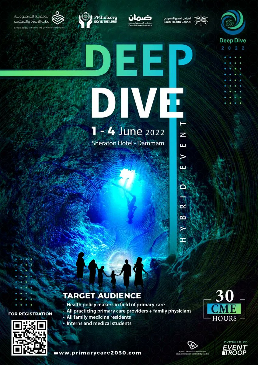 EventTroop's tweet photo. #DD2022 Deep Dive 🎓30 CME 🗓1-4 Jun

Join Now ➡️ Physical or Online Attendance Ticket
@FMF2030 @SSFCM_org @Fmhub_org

27 Speakers
6 Workshops
4 Days of Lectures
4 Previous Conferences Materials (MCC, UCC, CDC, WHC)

📍Dammam
✍🏼https://t.co/XU7nSqoOHG
Organized By Event Troop https://t.co/ta5QBnZpOR