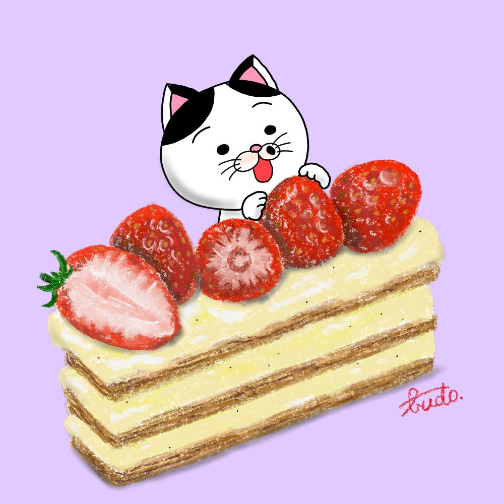 ブドウ ｲﾗｽﾄﾚｰﾀｰ ミルフィーユ フランス語で 1000枚の葉 という意味だそうですね 芸術的でステキです 食べにくいのも また ヨシ 笑 イラスト 挿絵 絵本 猫好きさんと繋がりたい いちご ミルフィーユ T Co