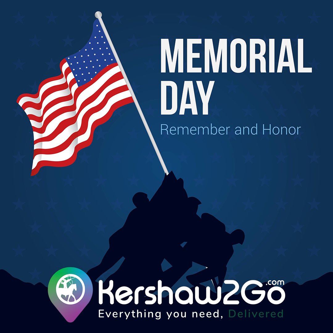 Today, we remember and honor those that have served. Kershaw2Go will be closed today in observance of Memorial Day.  

kershaw2go.com/restaurant 🚗 🥘

#kc2go #kershaw2go #kcdelivers #memorialday
