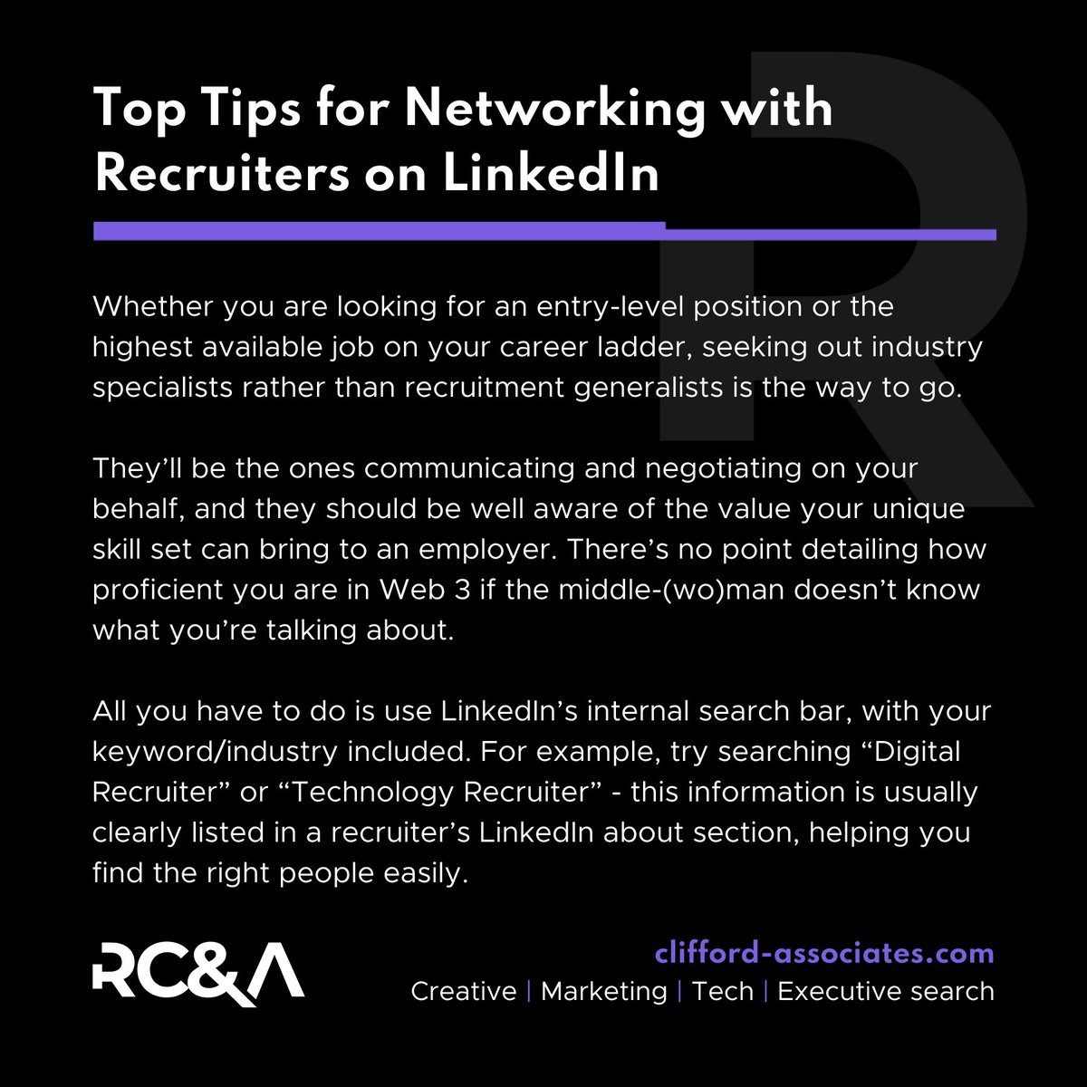 RCALondon's tweet photo. 🖥 Top Tips for Networking with Recruiters on LinkedIn 🖥

Read the full blog here 👉 https://t.co/LszEI98ZwA 

#RCA #Blog #Tips #TopTips #Networking #Recruiters #JobSearch #JobHunt #CareerAdvice #RecruitmentPartner #LinkedIn #LinkedInNetworking #Strategy #Technology #JobSeekers https://t.co/OY69zFhzc7