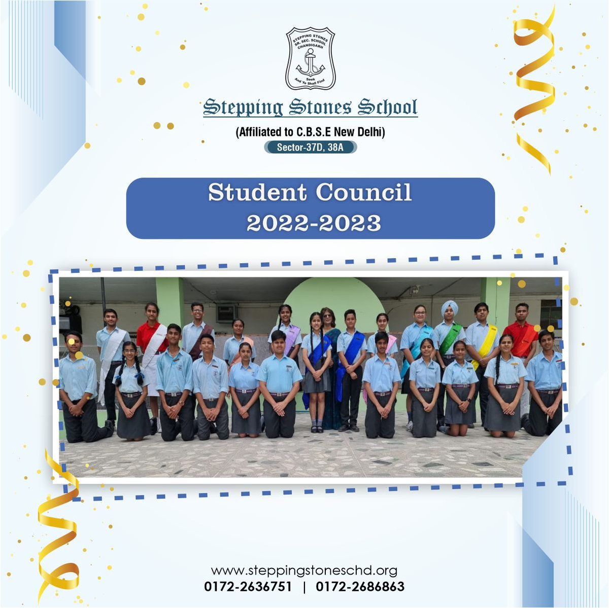 stones_school's tweet photo. INVESTITURE CEREMONY HELD AT STEPPING STONES
 
Stepping Stones held its Investiture Ceremony, where the newly elected student council members were formally appointed.
#InvestitureCeremony #HouseCaptains #NCC #Captains #Steppingstones #Bestschool #CBSEschool #Punjab #Chandigarh https://t.co/HnUeQETLXR