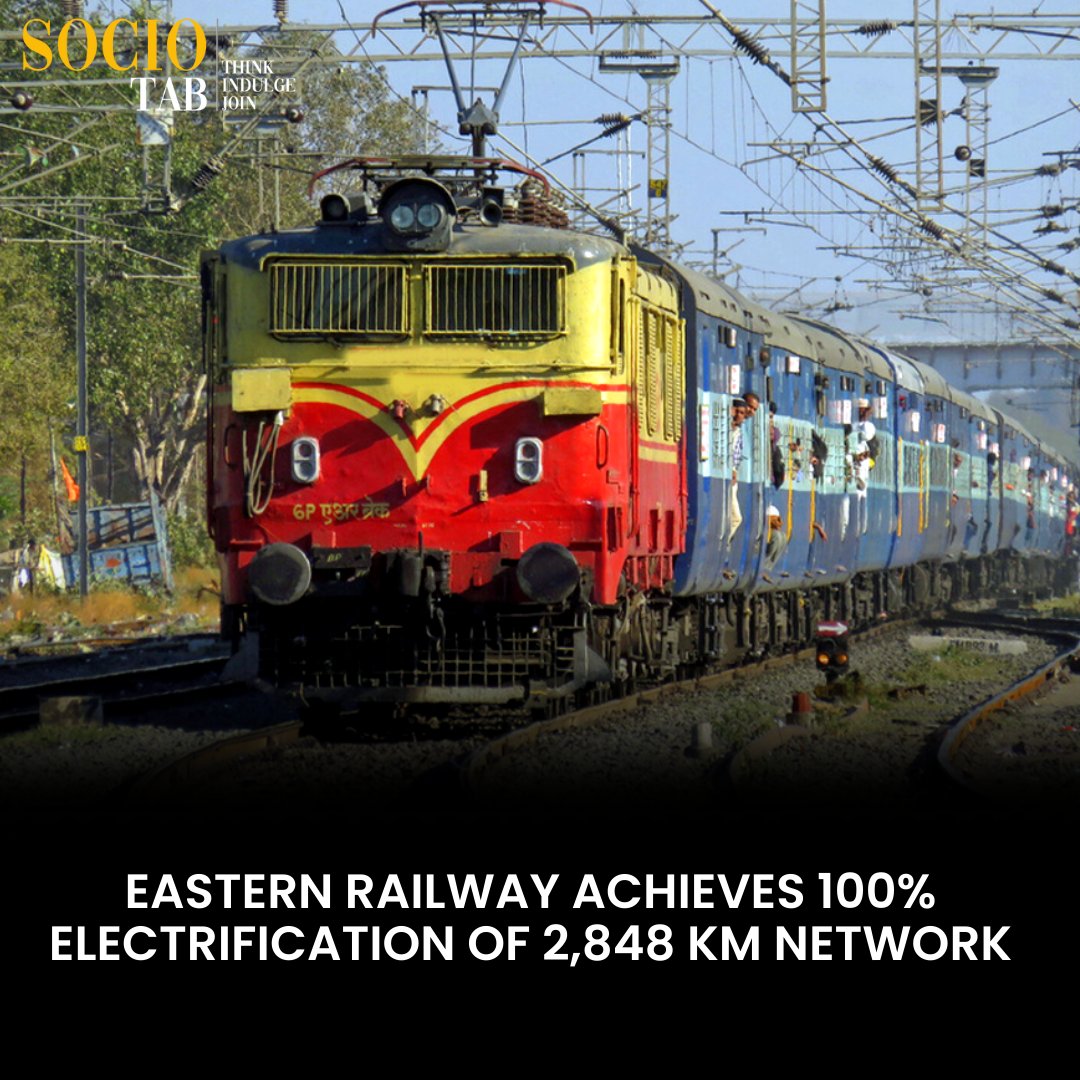 socio_tab's tweet photo. Eastern Railway Achieves 100% Electrification Of 2,848 km Network

For More Positive News - https://t.co/b59IYIll9N https://t.co/LS7n5HKgOY