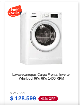 osvaldobazan's tweet photo. Hace dos semanas busqué el precio de un lavasecarropas. Figura 1. 
Hoy entré a ver el mismo en el hot sale. Figura 2.
Precio Normal 109.999.
Precio Hot sale 128.599.
¡Ofertón! https://t.co/8gG1lqAYD5