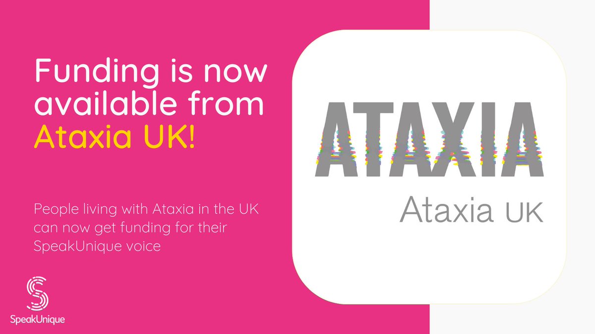 SpeakUniqueVB's tweet photo. π’ Great news! Funding is now available from @AtaxiaUK for SpeakUnique voices. Find out more here: https://t.co/dHOtMwkVq0 https://t.co/nARBHuZvDI