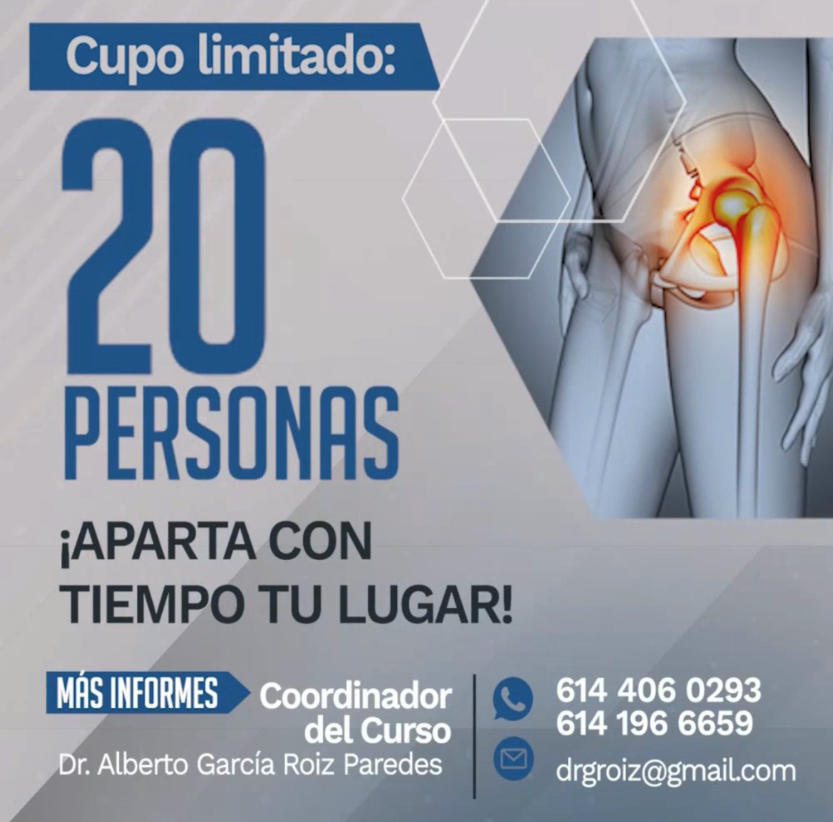 JuanjoNMSK's tweet photo. CURSO presencial a realizarse en la Ciudad de Hihuahua, Chih. Intervencionismo ecoguiado en cadera. En un ambiente VIP, 75% del curso consiste en práctica personalizada y protocolizada. NO TE LO PUEDES PERDER!! https://t.co/li0xp0bxWe