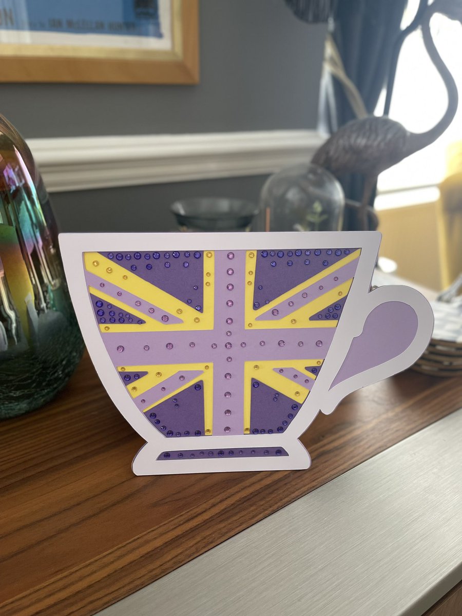 DebraCreates's tweet photo. #jubilee #teacup drawn in @Procreate cut on @silhouetteam loving the muted tones #royal #purple https://t.co/6ARNwXjA22