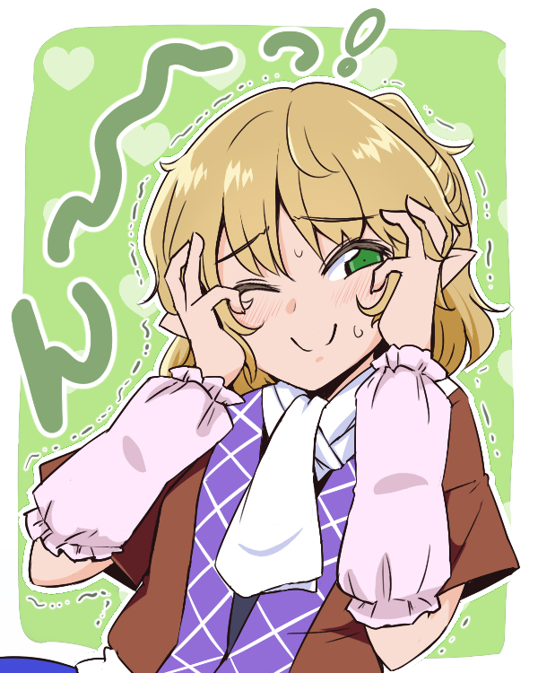 mizuhashi parsee 1girl solo blonde hair green eyes arm warmers white scarf one eye closed  illustration images