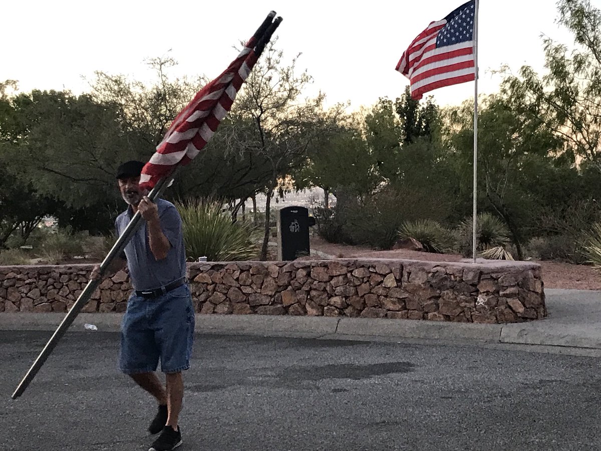 KFOX14Photogs's tweet photo. Flags are going up on Rim Road in honor of Memorial Day. https://t.co/1CfIuxcPek
