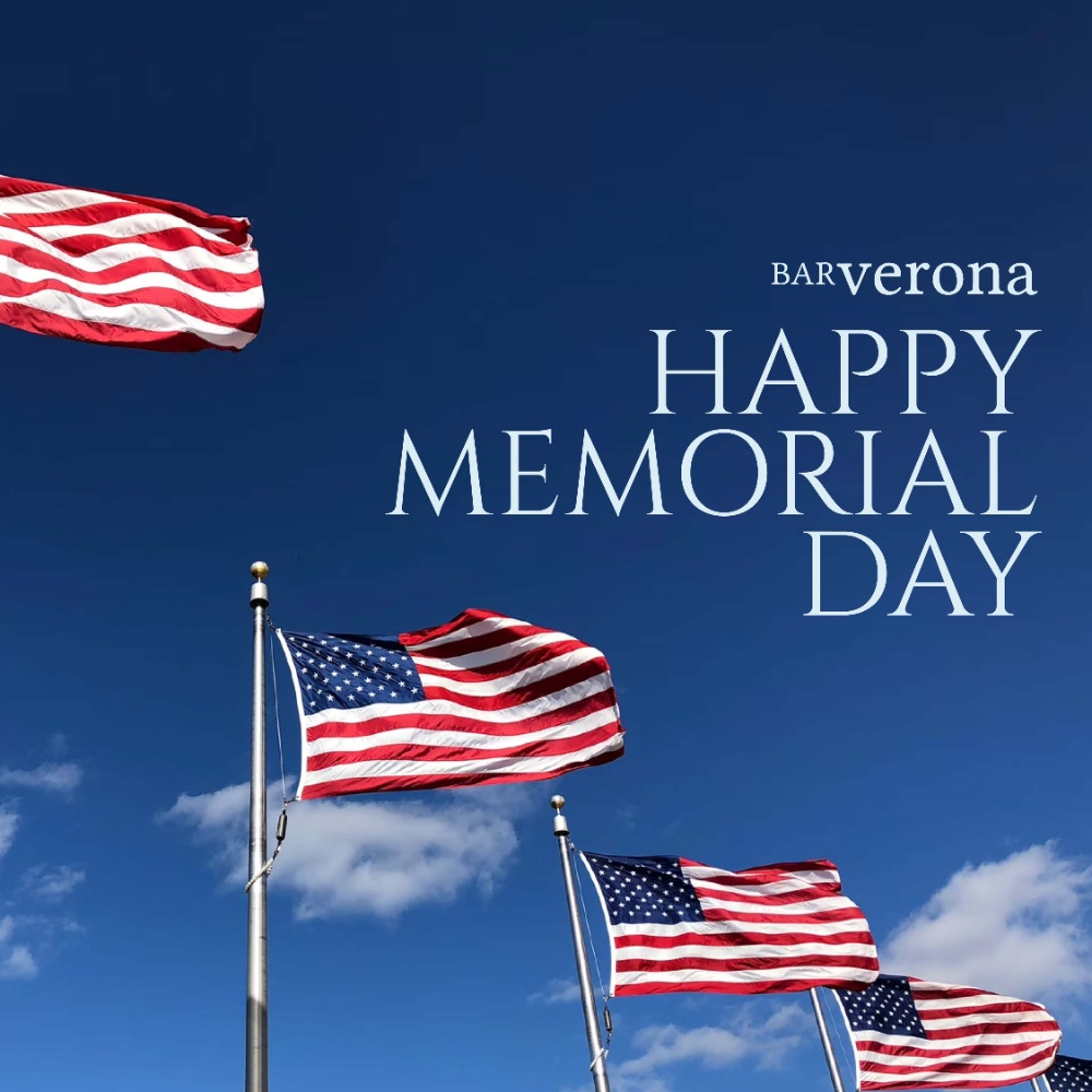 bar_verona's tweet photo. Happy Memorial Day from our Family to yours! We hope you have a safe and relaxing Holiday! 🇺🇸

We will be CLOSED for the Holiday. See you all tomorrow!!

💻 https://t.co/mZVCu0ieJq

📍 500 Loop Rd, Commerce Charter Township, MI 48390

#BarVerona #CommerceTownship #Commerce https://t.co/lWdbrjyoFb