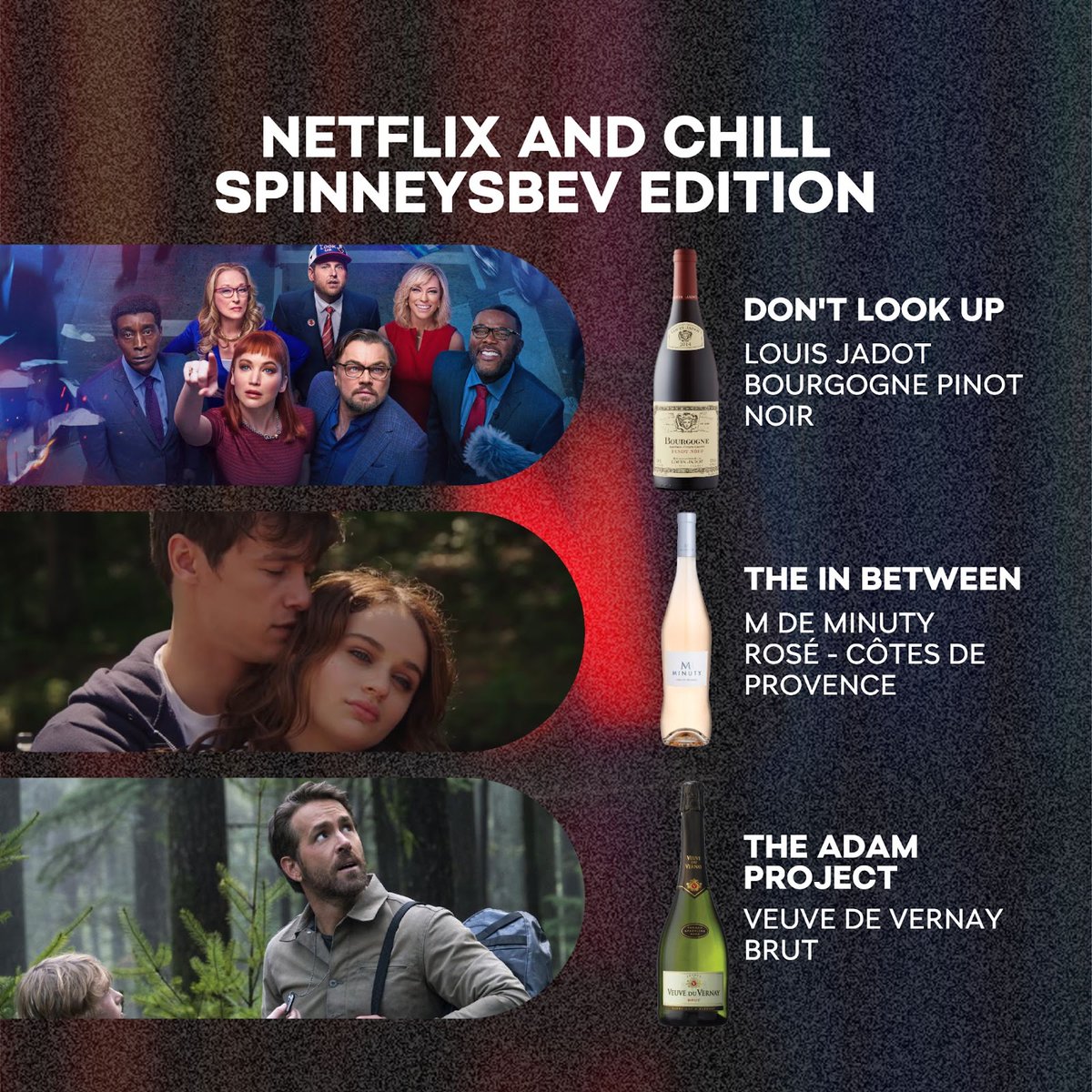 Here are movie reco’s and drink pairings from your best bud, #SpinneysBev 😜 We got you covered!