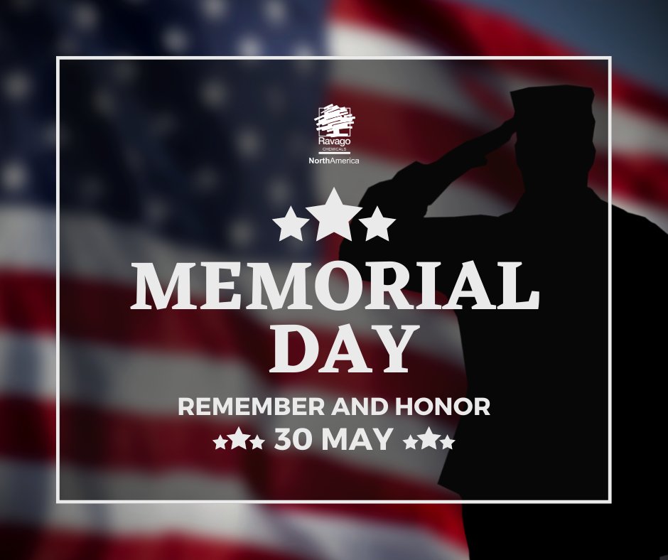 RavagoChem's tweet photo. A day filled with gratitude, warmth, and togetherness. Thank you to all of our brave heroes. Happy Memorial Day from all of us at Ravago Chemicals. 

#memorialday2022 #ravagochemicals #rcna https://t.co/YK5ysimWb7