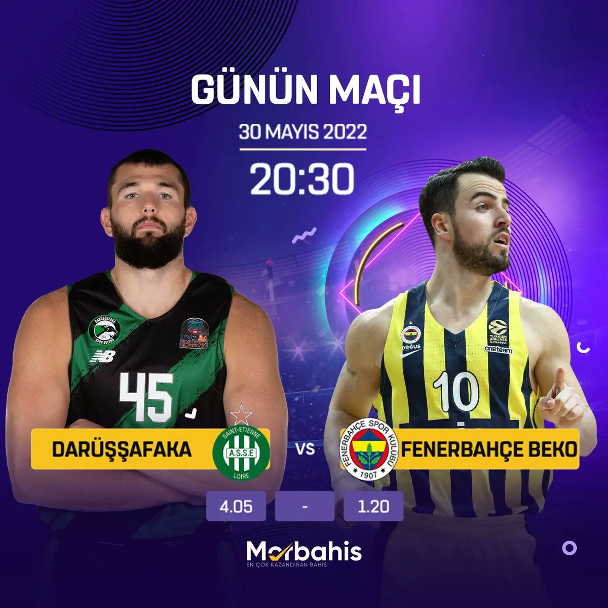 morbahis's tweet photo. 📢 En yüksek oranlarla @morbahis'e gelen kazanmaya devam ediyor!

⚽️ DARÜŞŞAFAKA 🆚 FENERBAHÇE ⚽️

⏲ 20:30

📍 Darüşşafaka Ayhan Şahenk Spor Salonu

👾 Çevrimsiz %50 Spor FreeBet

💵 #MorOranlarSendenYana -  https://t.co/NvxHHsoY4k https://t.co/f518qkCMvq