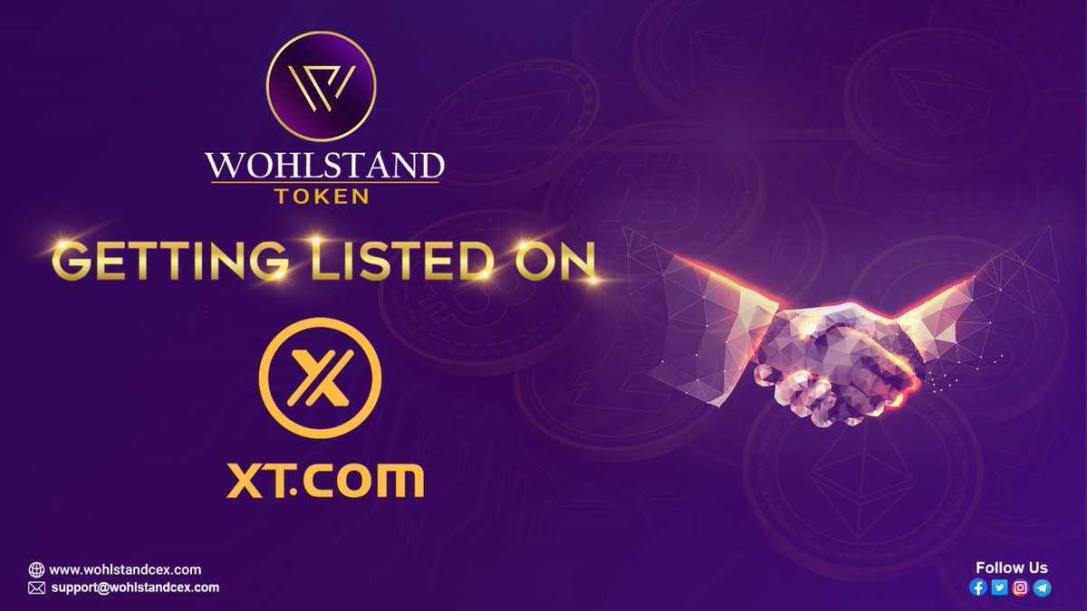 WOHLSTANDCEX's tweet photo. Exciting news!🎉 Wohlstand Token (WT) will be listed on https://t.co/Jd8sBjmctX shortly. You'll be able to trade WT/USDT very soon. Stay tuned for more updates.
#listing #xtexchange #Crypto #trading #WT #wohlstandcryptoexchange https://t.co/dmXpoj5MUG
