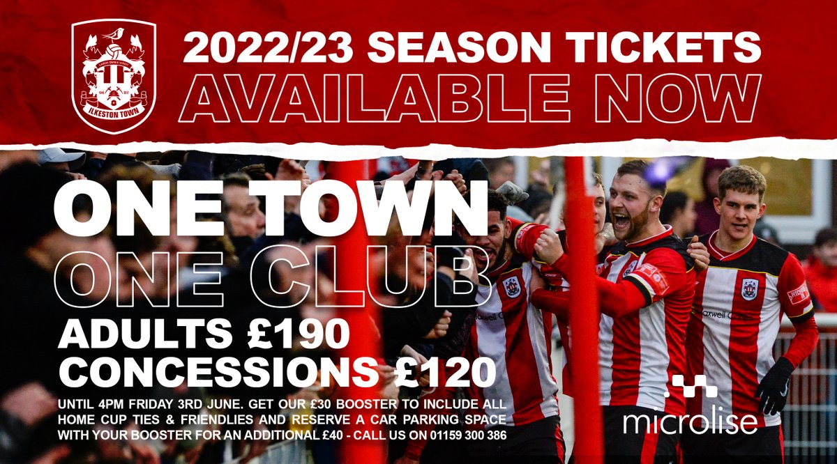 𝟮𝟬𝟮𝟮/𝟮𝟯 𝗦𝗘𝗔𝗦𝗢𝗡 𝗧𝗜𝗖𝗞𝗘𝗧𝗦 𝗔𝗩𝗔𝗜𝗟𝗔𝗕𝗟𝗘 𝗡𝗢𝗪

You can get your season tickets now. Boost yours to include all home cup ties and friendlies for £30 and reserve a car parking space for just £40 for the season.

Call us on 01159 300 386

🔴⚪️⚫️ #OneTownOneClub