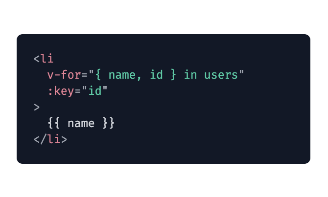 MichaelThiessen's tweet image. Did you know that you can destructure in a `v-for` in @vuejs?