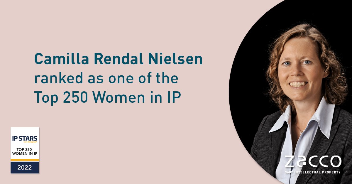 Congratulations to Senior Partner and Patent Director for Denmark &amp; Germany, Camilla Rendal Nielsen who has been named as one of the Top 250 Women in IP by <a href="/ManagingIP/">Managing IP</a>  IP for the third time. #ZaccoIP360 #ManagingIP #IPStars #MIPTop250