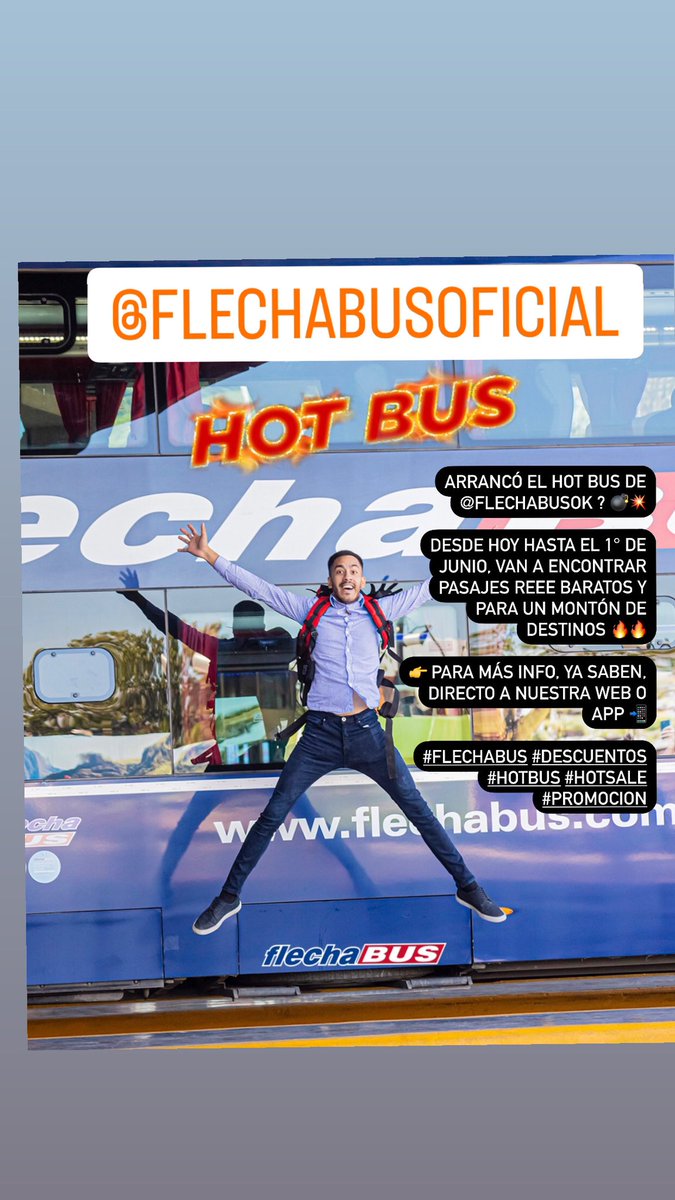 BocaPasionTotal's tweet image. Arrancó el HOT BUS de @FlechaBusok ? 💣💥

Desde hoy hasta el 1° de junio, van a encontrar pasajes reee baratos y para un montón de destinos 🔥🔥

👉 Para más info, ya saben, directo a nuestra Web o App 📲

#FlechaBus #Descuentos #HotBus #HotSale #promocion
