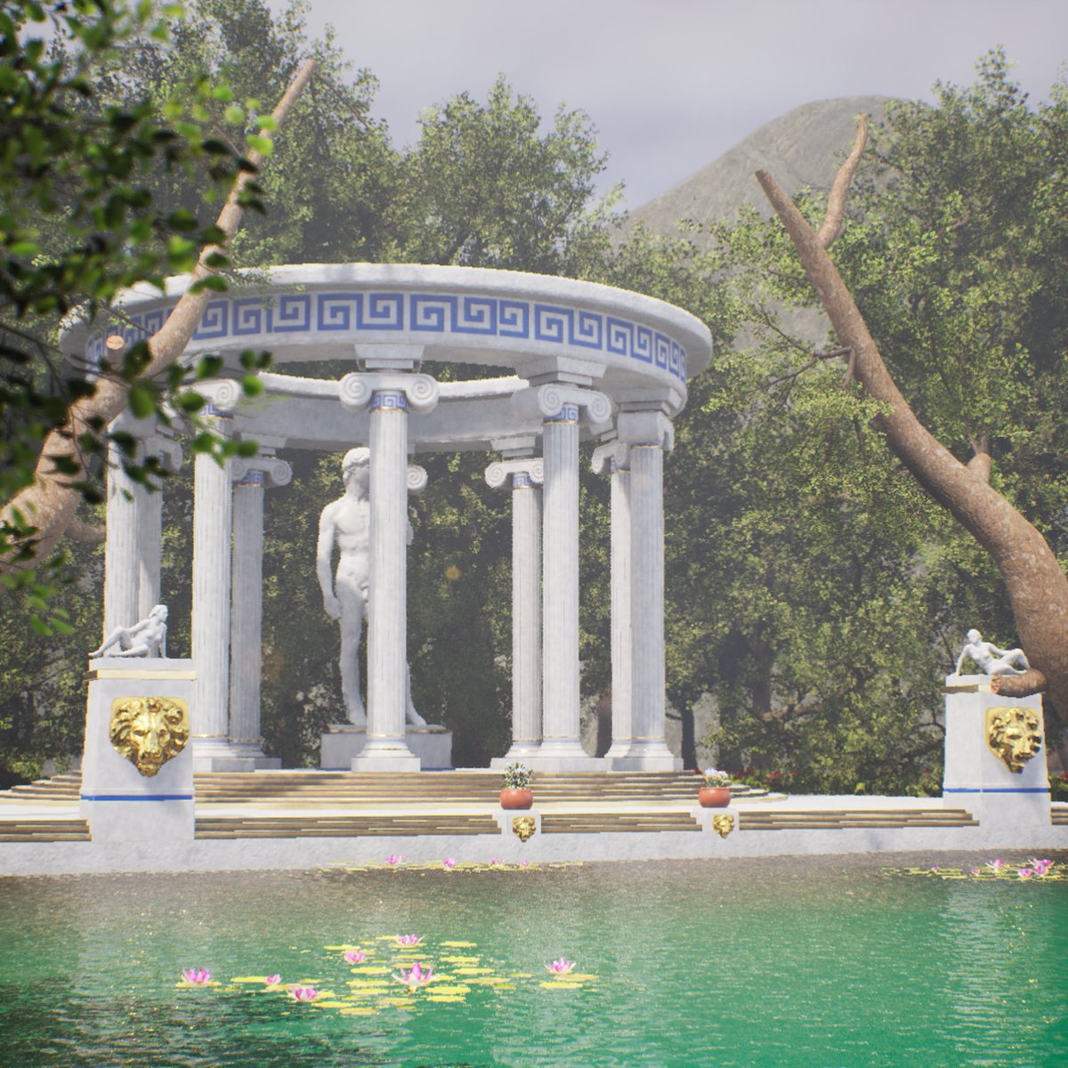 Connor_Gryffin's tweet photo. I spent days learning to make convincing foliage for games, and I think I cracked it. I also did some character sculpting for the statues๐ณ
#indiegamedeveloper #UnrealEngine5 #gamddev https://t.co/arF0Td2kaJ