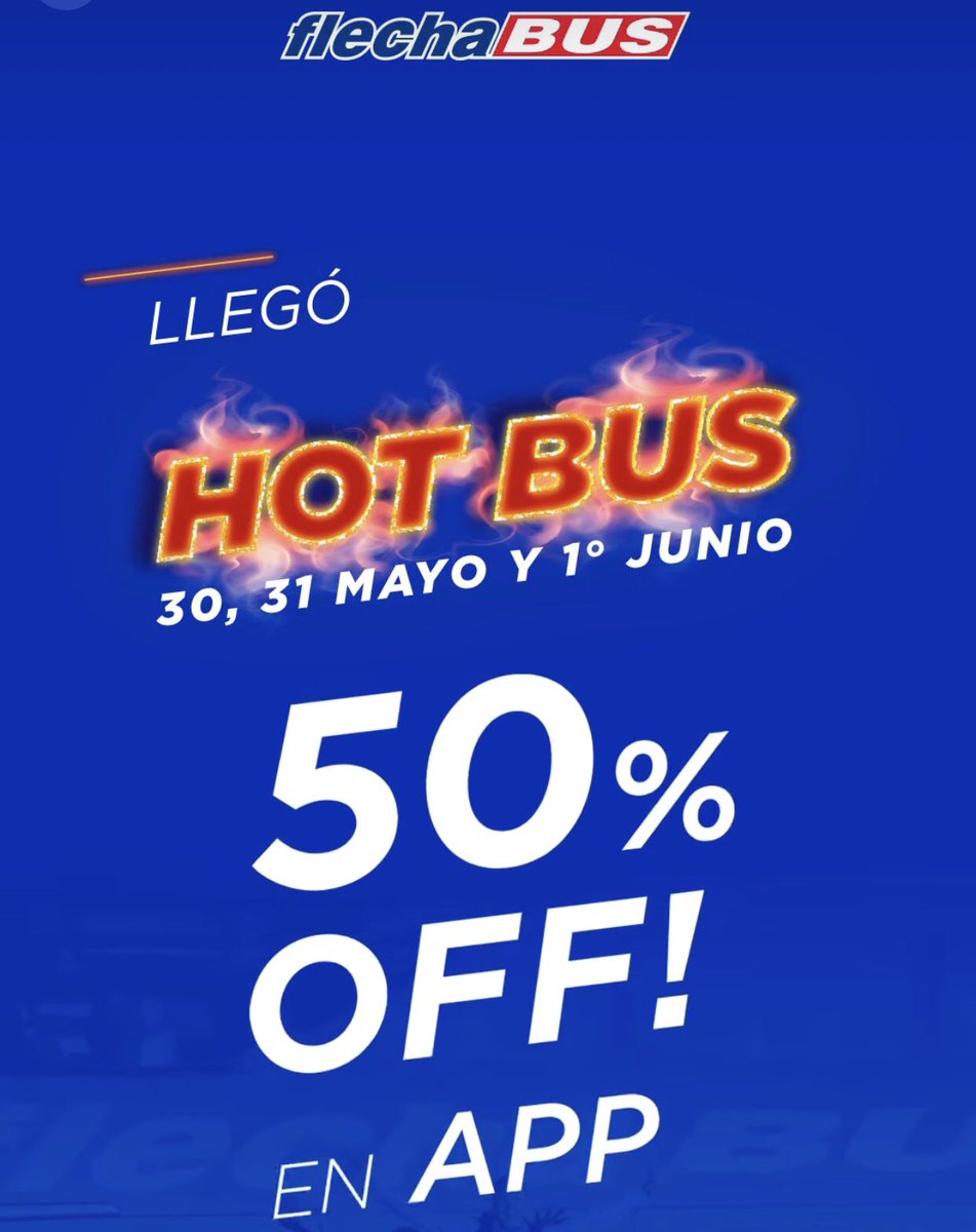 BocaPasionTotal's tweet image. Arrancó el HOT BUS de @FlechaBusok ? 💣💥

Desde hoy hasta el 1° de junio, van a encontrar pasajes reee baratos y para un montón de destinos 🔥🔥

👉 Para más info, ya saben, directo a nuestra Web o App 📲

#FlechaBus #Descuentos #HotBus #HotSale #promocion
