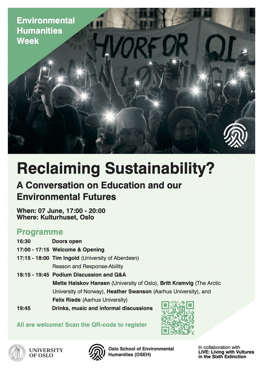 envhum's tweet photo. We are very proud to celebrate the Environmental Humanities Week here in Oslo! We got two exciting public events happening on 7 and 10 June - see the posters below, and visit our website for more information🌿 All are welcome! #envhum @UniOsloHF @UniOslo  https://t.co/RJ1aSA4FIo https://t.co/gJdzfYv9gL